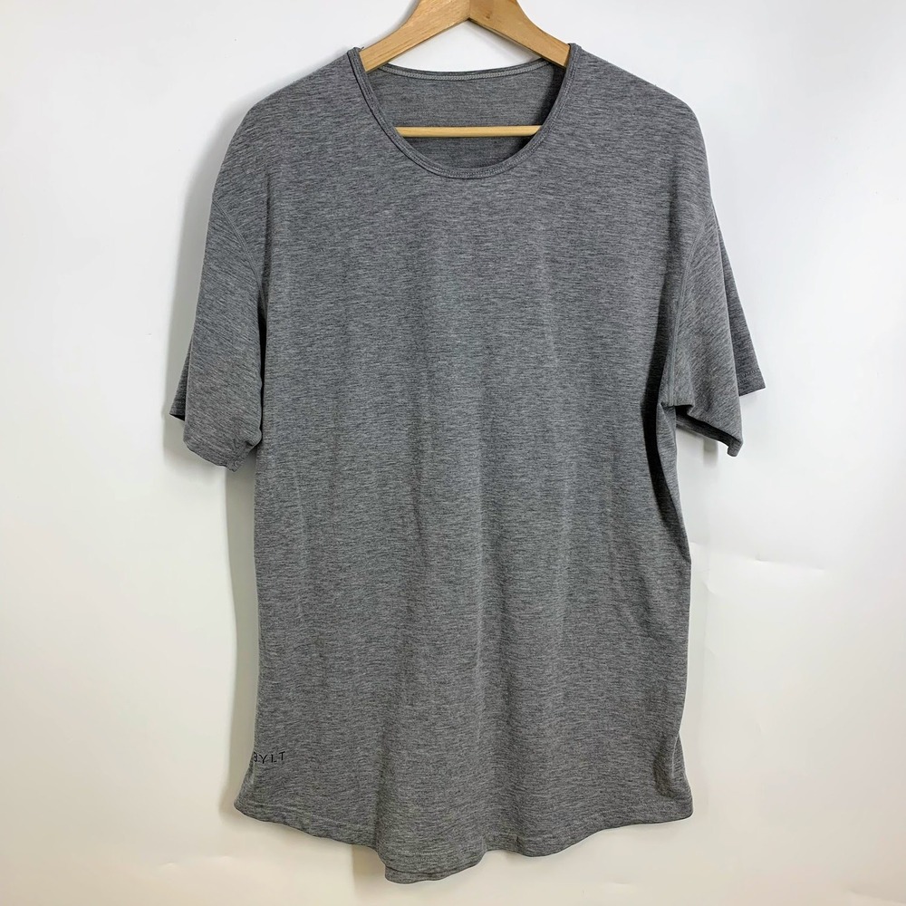 BYLT Basics Men's Gray Short Sleeve Drop Cut T-Shirt‎ Casual Everyday